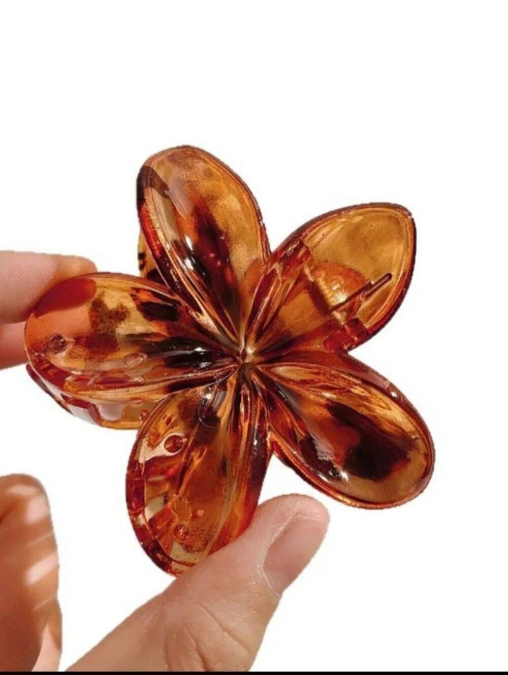 Plush Beige Flower Clip & Neutral Acrylic Hair Clip Set